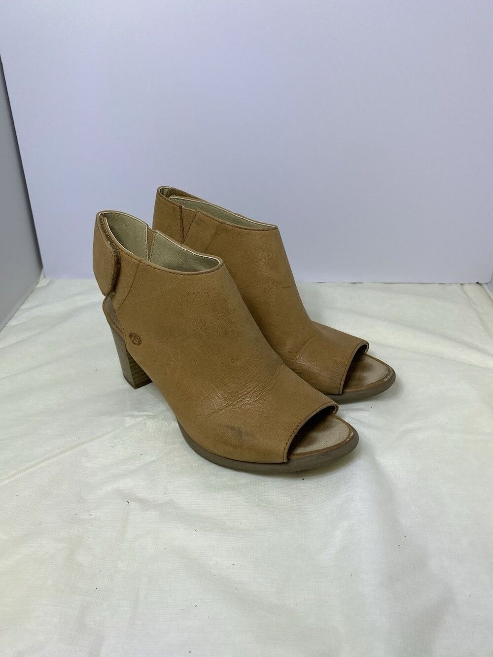 JOSEF SEIBEL Bonnie Leather Peep-Toe Bootie Sandal (36) 5 M Brown Block Boho